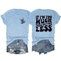 Détail du t-shirt bleu clair avec imprimé FIND LESS et short en jean assorti - Bleu Clair (Impression Noire)