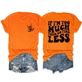 T-shirt orange vif avec motif FIND LESS à l'avant et slogan artistique au dos en détail - Orange (Imprimé Noir)