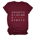 Detailed flat lay of maroon t-shirt with white alphabet and red heartbeat print - S / Wine Red (White Text)