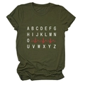 Close-up of army green t-shirt with creative ECG heartbeat and alphabet print detail - S / Army Green (White Text)