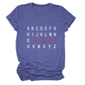 Close-up of blue short sleeve T-shirt with white A-Z lettering and red ECG heartline graphic - S / Retro Blue (White Text)