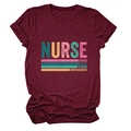 Nurse caring loyal strong print t-shirt in dark red color with classic round neck - Burgundy