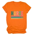 Close-up of orange cotton t-shirt with Nurse Caring Loyal Strong printed text details - Orange