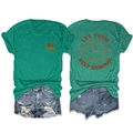 Front and back detail of a heather green t-shirt with LET THEM motivational lettering - S / Dark Green