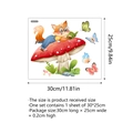 Detailed sheet of cartoon fox on mushroom wall sticker with size measurements 30x25cm - Reading Fox And Mushroom (MS6317-ZY) / 25x30cm
