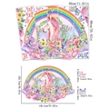 Rainbow unicorn wall decal set with pink flowers and butterflies for nursery decor - Rainbow Unicorn Style