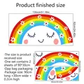 Stickers muraux arc-en-ciel et fleurs pour chambre d'enfant avec dimensions détaillées - Style Fleur Expression Arc-en-Ciel (ATW056-YW)