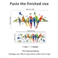 Detailliertes Wandsticker-Layout mit Papageien- und Schmetterlingsmotiven und Maßen - MS7020-KC (30*90cm)