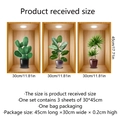 Set di 3 adesivi murali nordici con piante verdi e cactus per decoro casa, 30x45cm - Stile Nicchia Piante Verdi in Vaso 3D (ATW059-YW) / 30x45cm (Set da 3)