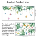 Tropical jungle wall decals featuring green leaves parrots and butterflies 162x68cm - Tropical Parrot Plant Style