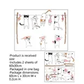 Cartoon cats and fish wall sticker set with size specifications 85x65cm for home decor - Laundry Rack Cat and Fish (MS581-YW)