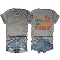 Front and back detail of a gray heather T-shirt with vintage colorful text and denim shorts - S / Dark Gray