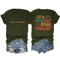 Detail of dark green cotton T-shirt featuring retro YOUR WORDS MATTER art typography - Army Green