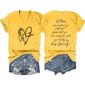 Front and back view of yellow Let Them T-shirt with leopard heart and blue denim shorts - S / Yellow (Black Font)