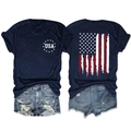 Μπροστινή και πίσω όψη navy blue USA flag T-shirt και φθαρμένο τζιν σορτς σετ - S / Ναυτικό Μπλε