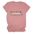 Close-up of physical assistant therapist text with leopard print on pink tee - S / Rose Gold