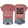 Brick red short sleeve t-shirt with skull hand graphic and back slogan print - Rose Gold (Black Print)