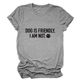 Detail des hochwertigen Baumwollstoffs und Dog Is Friendly Drucks auf dem grauen T-Shirt - S / Dunkelgrau (Schwarze Schrift)
