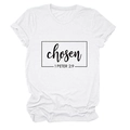 Detail view of the black frame print with chosen 1 Peter 2:9 text on white cotton T-shirt - S / White (Black Font)