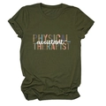 Close-up of olive green t-shirt with leopard print physical assistant therapist text - S / Army Green