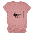 Detail of dusty rose T-shirt showing Chosen 1 Peter 2:9 print and rolled sleeve cuff - S / Rose Gold (Black Font)