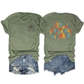 Flachbild des graugrünen T-Shirts mit Lungen-Grafik und Jeans-Shorts-Detailansicht - Olivgrün (Schwarzer Druck)