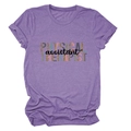 Detail of purple Physical Therapist Assistant T-shirt with leopard print graphic - S / Purple