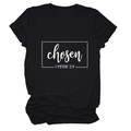 Detail of white chosen 1 PETER 2:9 scripture print on black cotton t-shirt - S / Black (White Font)