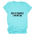 Flat lay of bright blue crew neck tee with 'DOG IS FRIENDLY' print and cuffed sleeves - Deep Water Blue (Black Font)