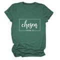 Flat lay of a heather green cotton t-shirt featuring the white chosen 1 Peter 2:9 print - S / Vintage Green (White Font)
