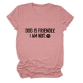 Dusty pink round neck t-shirt with Dog Is Friendly slogan print in a casual loose fit - Rose Gold (Black Font)