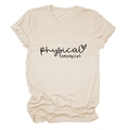 Dettaglio della stampa physical therapist su t-shirt in cotone beige a maniche corte - S / Sabbia (Font Nero)