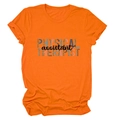 Close-up of leopard print text and fabric texture on this orange therapist T-shirt - S / Orange