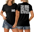 Vue avant et arrière du t-shirt Twin Mama noir en coton avec imprimé graphique - Noir (Police Blanche)