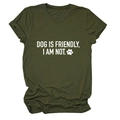 Olive green cotton T-shirt with white Dog Is Friendly slogan print in a casual fit - Army Green (White Font)