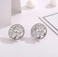 Orecchini a perno circolari in argento con cristalli di zircone multi-forma incastonati - Argento