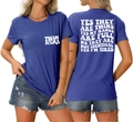 Vue avant et arrière du t-shirt Twin Mama bleu marine avec motif cœur et texte - Bleu Rétro (Police Blanche)