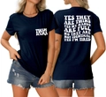 Détails avant et arrière du t-shirt bleu marine Twin Mama avec message blanc - Bleu Marine (Police Blanche)