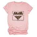 Pink short sleeve T-shirt featuring a leopard print heart and motivational slogans - Pink (Black Text)