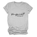 Close-up of light grey cotton T-shirt featuring physical therapist text and heart icon - S / Light Gray (Black Font)