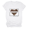 Close-up of leopard heart print and inspirational slogans on white cotton t-shirt - White (Black Text)