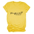 Detail of ginger yellow physical therapist t-shirt featuring heart and letter printing - S / Yellow (Black Font)