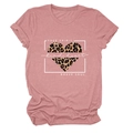 Detail of Free Spirit t-shirt with leopard print heart and slogan on pink fabric - Rose Gold (White Text)