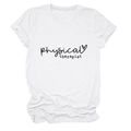 Detailed shot of cotton white t-shirt featuring black physical therapist heart print - S / White (Black Font)