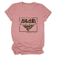 Detail of soft dusty pink t-shirt with leopard print heart and motivational text - Rose Gold (Black Text)