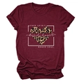 Women's burgundy T-shirt with leopard heart and Free Spirit slogans in a flat lay view - Wine Red (White Text)