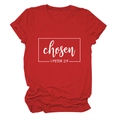 Detail of red cotton T-shirt featuring white Chosen 1 Peter 2:9 scripture print - S / Red (White Font)