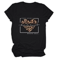 Detail of a black cotton T-shirt featuring a leopard heart and 'Free Spirit' graphic print - Black (White Text)