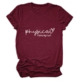 Women's burgundy physical therapist t-shirt with heart graphic and crew neck design - S / Wine Red (White Font)