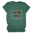 Detailed flat lay of dark green T-shirt with leopard print heart and inspirational text - Retro Green (White Text)